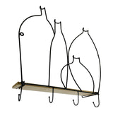 Wire Bottle Design Shelf with 4 Hooks