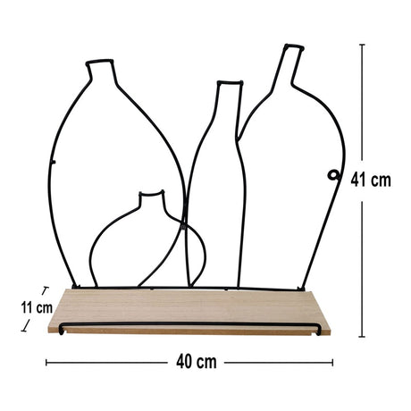 Wire Bottle Design Shelf with 4 Hooks