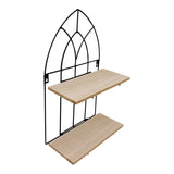 Black Metal Arch with 2 Wooden Shelves