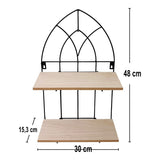 Black Metal Arch with 2 Wooden Shelves