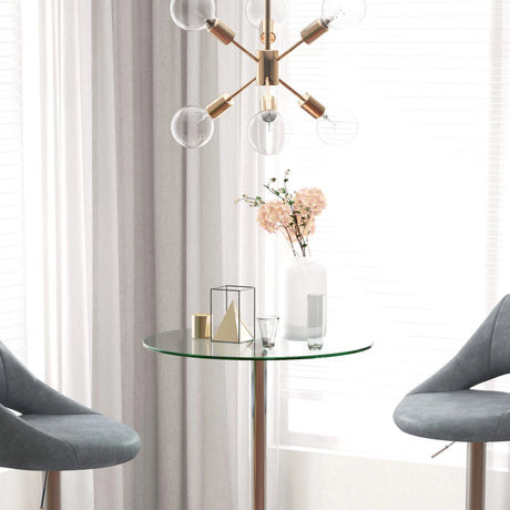 HOMCOM High Top Bar Table, Round Kitchen Table with Tempered Glass Top and Steel Base, Bistro Table for 2 People, Clear