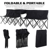 Outsunny 6 Seat Folding Sports Bench Portable Sports Team Bench Spectator Chair with Cooler Bag and Carrying Bag for Outdoor Picnic Camping - Black