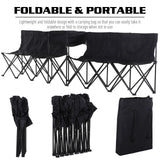 Outsunny 6 Seat Folding Sports Bench Portable Sports Team Bench Spectator Chair with Cooler Bag and Carrying Bag for Outdoor Picnic Camping - Black