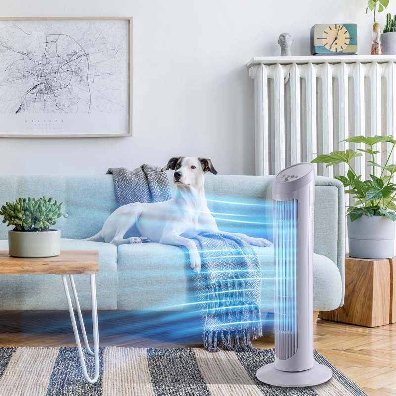 HOMCOM Tower Fan for Bedroom Cooling, 30 Inch Electric 70° Oscillating Fan with 3 Speed Settings, Standing Floor Fan for Home Office Indoor, White