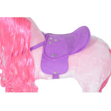 HOMCOM Plush Walking Horse Ride On Toy with Wheels and Realistic Sounds Rocking Horse for Girls Boys 2+ Years Old, 50cm Tall, Pink