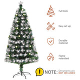 HOMCOM 5ft White Light Artificial Christmas Tree w/ 180 LEDs Star Topper Tri-Base Full Bodied Seasonal Decoration Pre-Lit Home