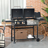 Outsunny Dual Fuel BBQ Grill - Black