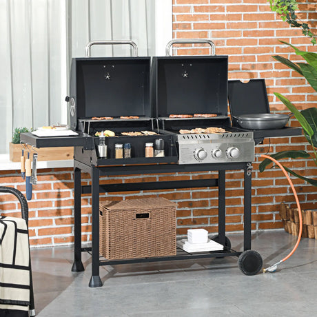 Outsunny Dual Fuel BBQ Grill - Black