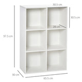 HOMCOM Six-Cube Bookcase - White Wood Effect