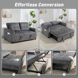 HOMCOM 2 Seater Click Clack Sofa Bed with Pull Out Design, Corduroy Upholstery - Charcoal Grey