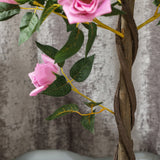 Outsunny Set of 2 Artificial Plants White Rose Floral in Pot, Fake Plants for Home Indoor Decor, 90cm, Purple