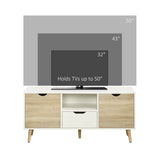 HOMCOM TV Unit Cabinet for TVs up to 50 Inches, TV Stand with Storage Cabinets and Drawer for Living Room and Bedroom, Natural