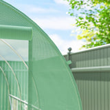 Outsunny 3.5 x 2m Walk-In Polytunnel Greenhouse, with Steel Frame, PE Cover, Roll-Up Door and 6 Windows, Green