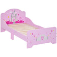 HOMCOM Kids Bed Princess Castle Theme w/ Side Rails Slats Home Furniture for 3 - 6 Yrs Pink 143 x 73 x 60 cm