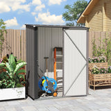 Outsunny 5.3 x 3.1ft Corrugated Steel Garden Shed - Light Grey