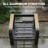 Outsunny 3 Pieces Garden Furniture Set with L-Shaped Sofa, Armchair and Coffee Table, Aluminium Garden Corner Sofa Set