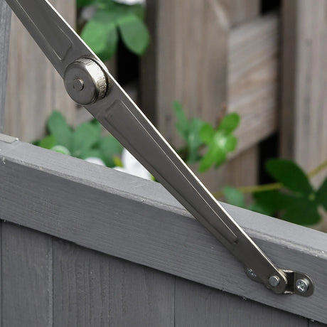 Outsunny Small Shed, Wooden Garden Shed with Openable Hinged Roof and Removable Shelf, Outdoor Tool Storage Cabinet Chest with Double Doors, 74 x 43 x 88 cm, Grey