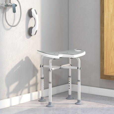 HOMCOM 39-51.5cm 'U' Seat Padded Shower Stool - Grey