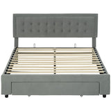 HOMCOM King Size Ottoman Bed Frame, with Front Drawer - Grey