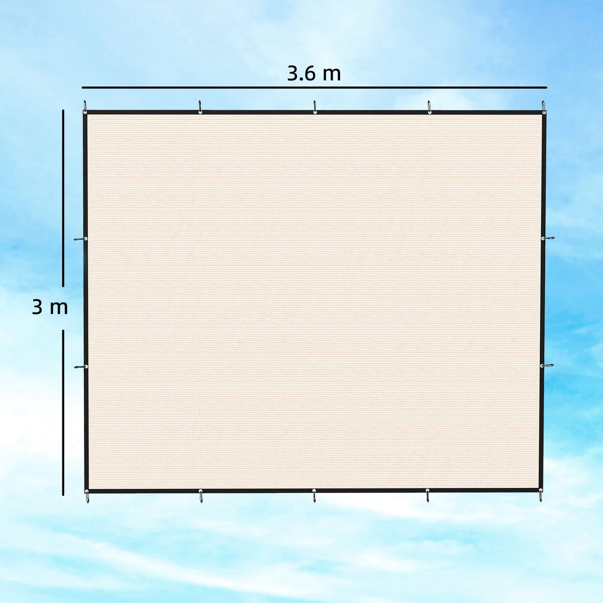 Outsunny Sun Shade Sail UV Protection Canopy with Stainless Steel Eyelets for Patio Garden 3 x 3.6 m Beige