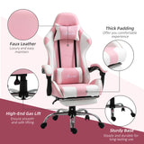 Vinsetto Ergonomic Gaming Chair, PU Leather Reclining Computer Chair with Footrest and Lumbar Support, Headrest and Adjustable Height for Adults, Pink