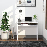 HOMCOM Modern Computer Desk, Home Office Table, Small Writing Desk with Storage Shelf, 90 x 50cm, White Wood Grain