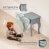 HOMCOM French Style Side Table with Drawer - Grey