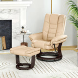 HOMCOM Faux Leather 135 Reclining Chair and Footstool - Beige