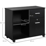 Vinsetto Filing Cabinet with Wheels, Mobile Printer Stand with Open Shelves and Lockable Drawer for A4 Size Documents, Black