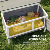PawHut Wooden Rabbit Hutch, Guinea Pig Hutch with Asphalt Roof, Outdoor Elevated Bunny House for Rabbits, Chinchillas