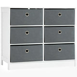 HOMCOM Chests of Drawer, Fabric Dresser Storage Cabinet with 6 Drawers for Bedroom, Living Room and Hallway, White and Grey