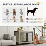 PawHut Dog Crate Furniture with Wheels, Double Doors, for Large Dogs, Grey