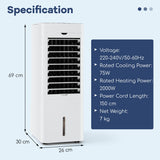 Evaporative Air Cooler and Heater with 3 Speeds and 3 Modes-White