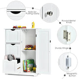 Bathroom Floor Cabinet Side Storage Cabinet with 3 Drawers and 1 Cupboard-White