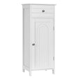 Floor Cabinet with Practical Drawer and 3-level Adjustable Shelves for Living Room/Bedroom-White