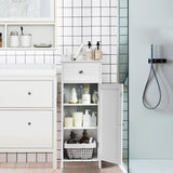 Floor Cabinet with Practical Drawer and 3-level Adjustable Shelves for Living Room/Bedroom-White