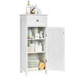 Floor Cabinet with Practical Drawer and 3-level Adjustable Shelves for Living Room/Bedroom-White