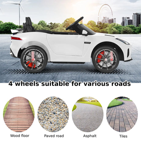 12V Jaguar F-Type SVR Kids Ride On Car with Remote control-White