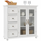 2-Door Wooden Buffet Sideboard with 4 Drawer-White