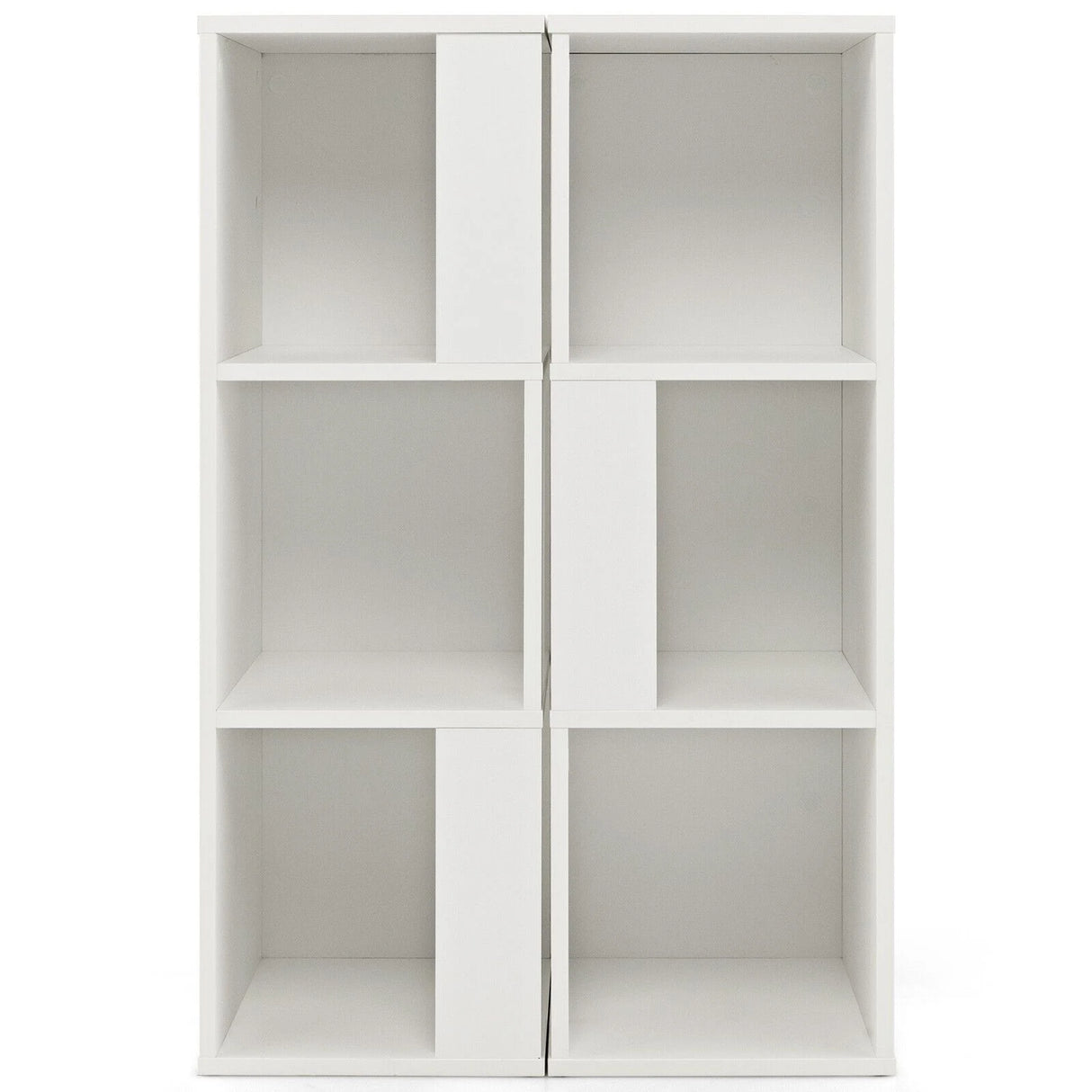 Freestanding 3-tier Bookshelf with 6 Compartments for Living Room/Bedroom-White