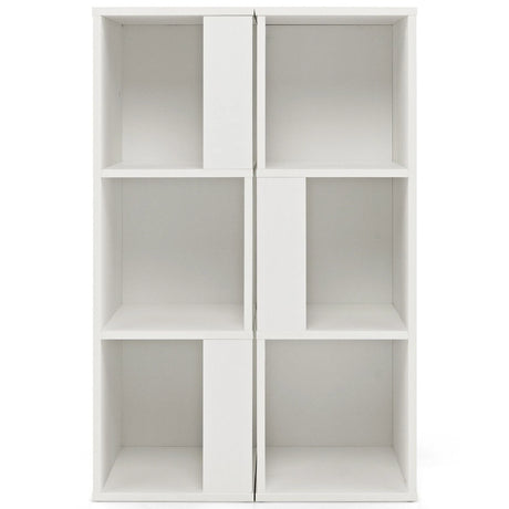 Freestanding 3-tier Bookshelf with 6 Compartments for Living Room/Bedroom-White