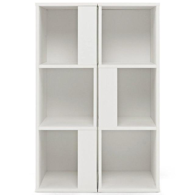 Freestanding 3-tier Bookshelf with 6 Compartments for Living Room/Bedroom-White