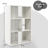 Freestanding 3-tier Bookshelf with 6 Compartments for Living Room/Bedroom-White