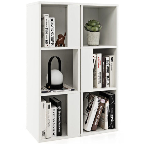Freestanding 3-tier Bookshelf with 6 Compartments for Living Room/Bedroom-White