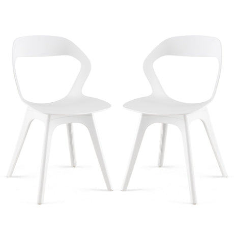 2 Pieces Modern Kitchen Dining Chair Set-White