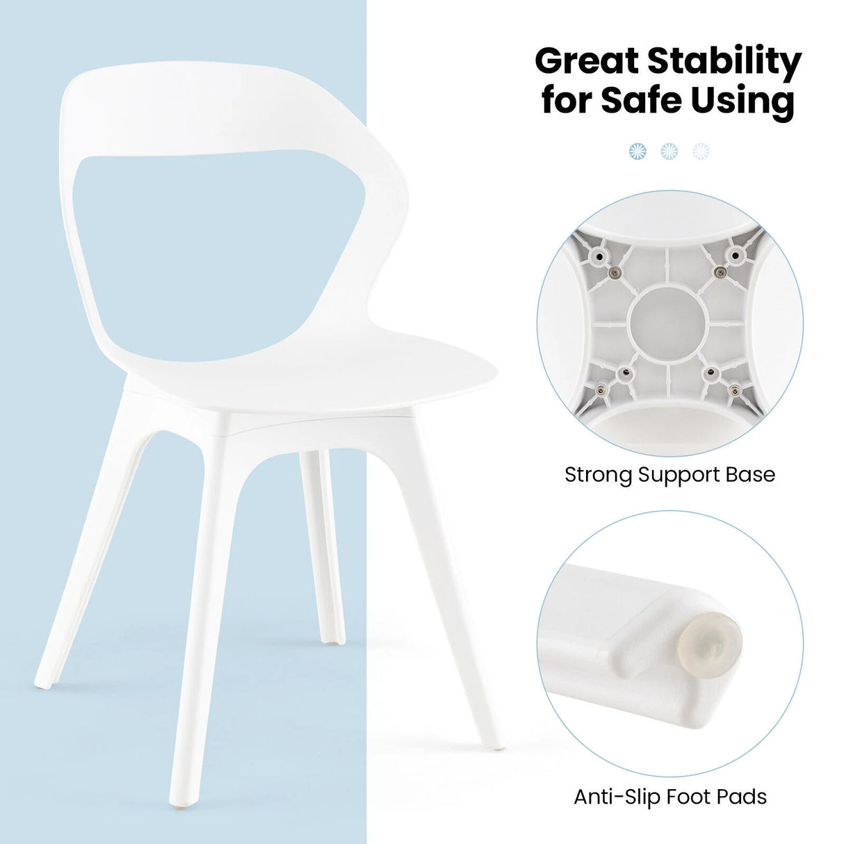2 Pieces Modern Kitchen Dining Chair Set-White