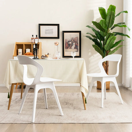 2 Pieces Modern Kitchen Dining Chair Set-White