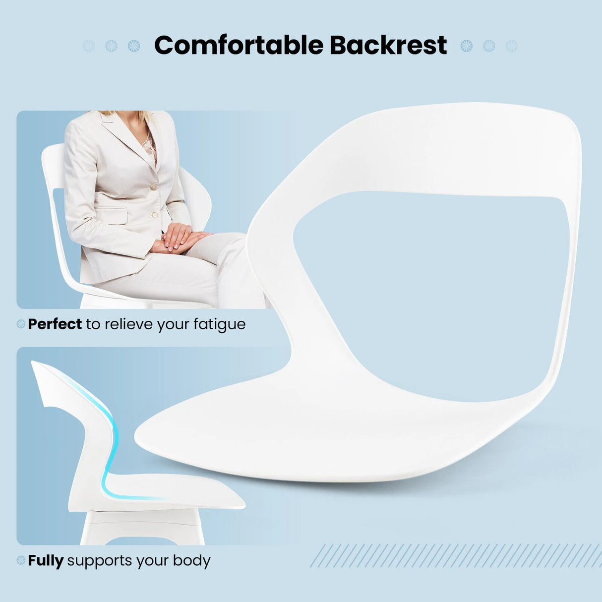 2 Pieces Modern Kitchen Dining Chair Set-White