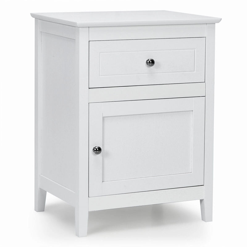 2-Tier Accent Table with Spacious Tabletop-White