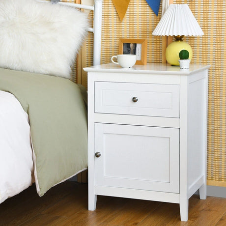 2-Tier Accent Table with Spacious Tabletop-White